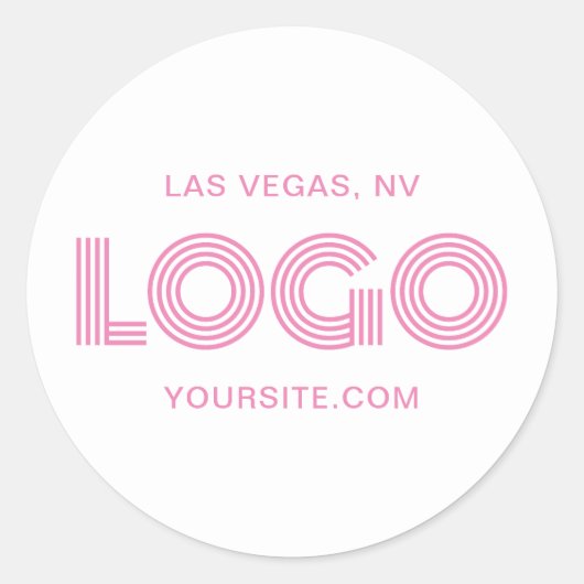 Roze Moderne Logo Promo Ronde Sticker (Voorkant)