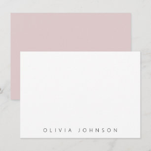 Roze Moderne Minimalistische Monogram Naam Persoon Notitiekaartje