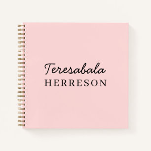 Roze Moderne Minimalistische Monogram Notitieboek