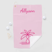 Roze Moderne minimalistische palmboom gepersonalis Golfhanddoek (Insitu)