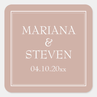Roze Moderne Minimalistische Trouwdag Vierkante Sticker