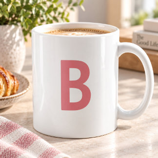 Roze Moderne Monogram Groot Letter Zacht Roze Koffiemok