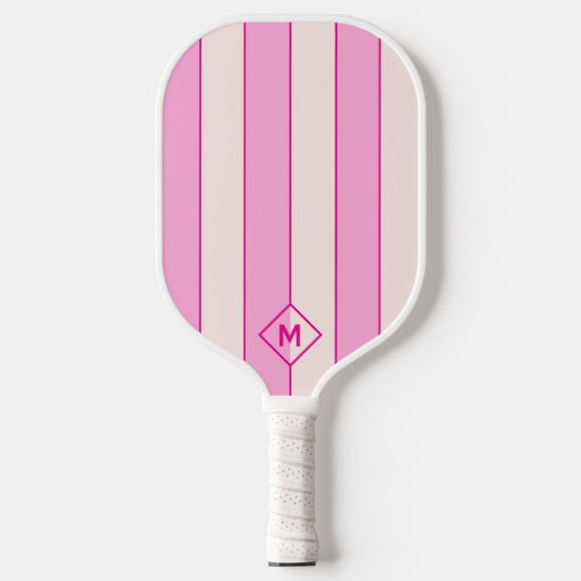 Roze Moderne Monogram Pickleball Paddle (Voorkant)