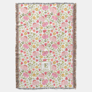 roze moderne monogramdeken met naam deken