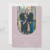 Roze moderne omgekeerde Boho Arch Holiday Photo Ca Feestdagenkaart (Voorkant)