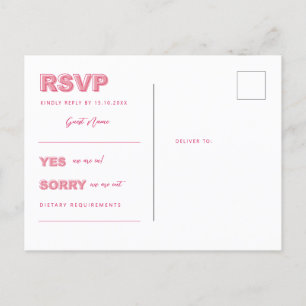 Roze, moderne, oude tekst RSVP-antwoordkaart Briefkaart