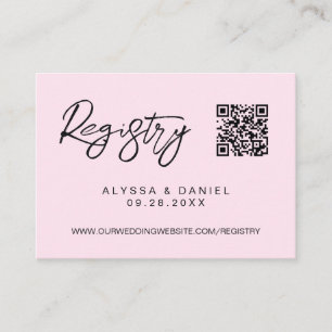 Roze moderne QR-code huwelijksregister aangepast Informatiekaartje