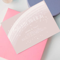 Roze Moderne Regenboog en sterren Wit Baby shower