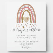 Roze moderne regenbooglitter sterren luieraffle fotoplaat (Voorkant)