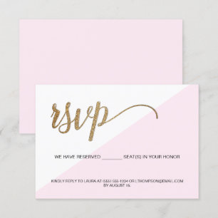Roze moderne RSVP Gold Geen gereserveerde stoel Kaart