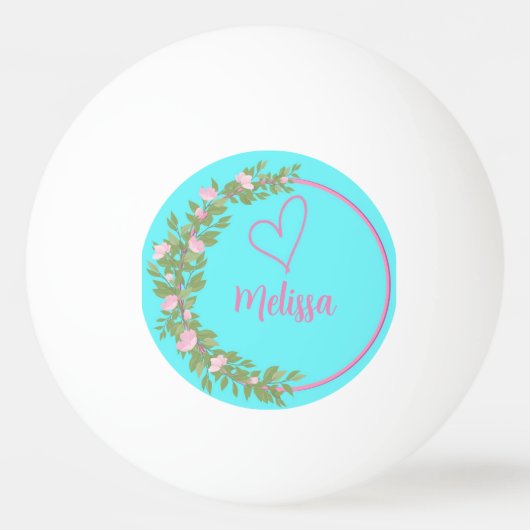 Roze moderne script meisjesnaam monogram pingpongballen (Voorkant)