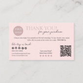 Roze moderne script QR-code, dank je kaars Visitekaartje (Achterkant)