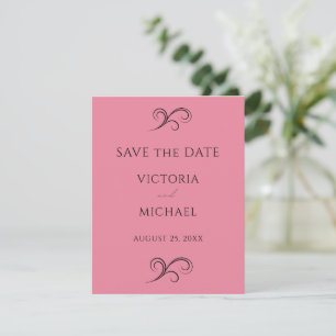 Roze Moderne Scrolls Minimalistische Huwelijk Save The Date