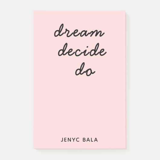 Roze moderne stijlvolle script ontwerp post-it® notes (Voorkant)