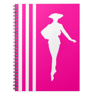 Roze moderne strepen met Mode Silhouette Notitieboek