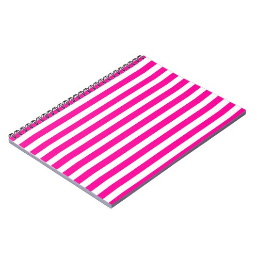 Roze moderne stripes notitieboek (Linkerzijde)