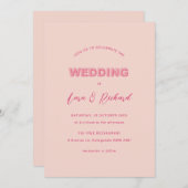 Roze moderne tekst met gebold tekst bruiloft uitno kaart (Voorkant / Achterkant)