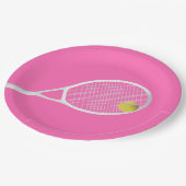 Roze moderne Tennis Ball White Racket Papieren Bordje (Gekanteld)