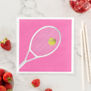 Roze moderne Tennis Ball White Racket Servet