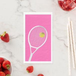Roze moderne Tennis Ball White Racket Servet