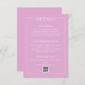 Roze Moderne Trouwdetails Informatiekaartje (Voorkant / Achterkant)