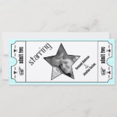 Roze  moderne typografie Ticket Wedding Kaart (Achterkant)