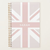 Roze Moderne Union Jack Flag Gepersonaliseerde Pla Planner (Voorkant)