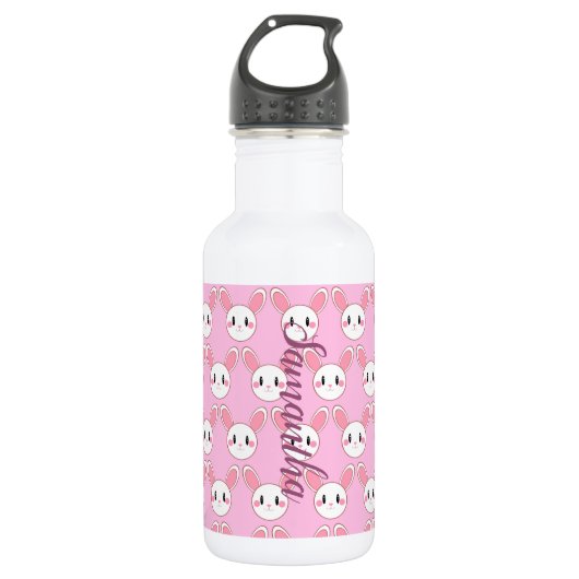 Roze moderne verkoute bunny Rabbit Waterfles (Voorkant)