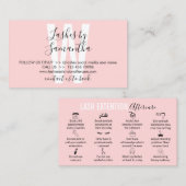 Roze moderne wastips en instructies visitekaartje (Voorkant / Achterkant)