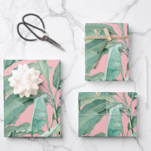 Roze moderne Waterverf tropische banaan palmblader Inpakpapier Vel