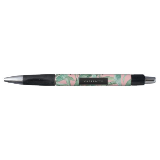 Roze moderne Waterverf tropische banaan palmblader Pen (Voorkant)