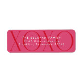 Roze moderne XOXO Valentijnsdag retouradres Etiket (Voorkant)