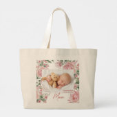 Roze Moeder Bloemen Foto Grote Tote Bag (Achterkant)