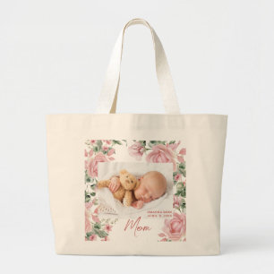 Roze Moeder Bloemen Foto Grote Tote Bag