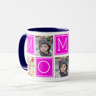 Roze Moeder Custom Foto Collage Koffie Mok