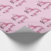 roze moeder en Baby Giraffe Cadeaupapier (Hoek)