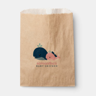Roze Moeder en Baby Whales Baby shower Bedankzakje