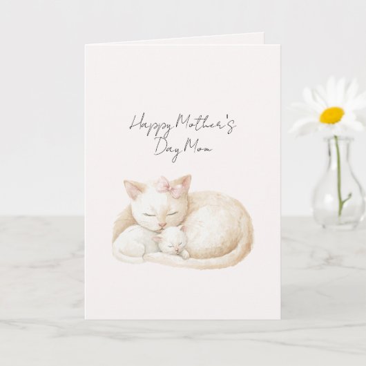 Roze Moeder Moederdag Katten Kaart (Kleine Plant)