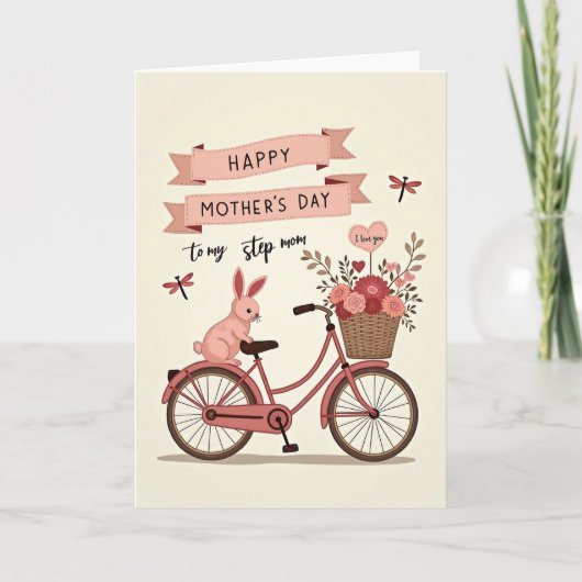 Roze Moederdag fiets kaart (Voorkant)