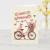 Roze Moederdag fiets kaart (Gele Bloem)