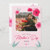 roze Moederdag foto Feestdagenkaart (Voorkant / Achterkant)
