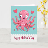 Roze Moederdagkaart met Octopus Kaart (Gele Bloem)