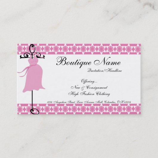 Roze moederschap Dress Boutique Visitekaartjes (Voorkant)