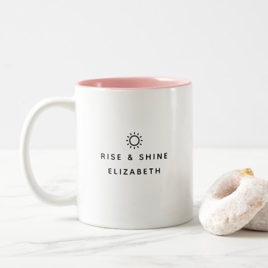 Roze Mok met twee tonen, 11 oz, aangepaste naam ve (Met donut)
