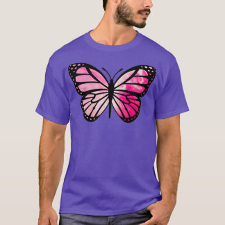 Roze monarch vlinderbloemige zwarte vlinder Monarc T-shirt