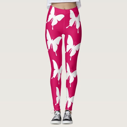 Roze monarchvlinder leggings (Voorkant)