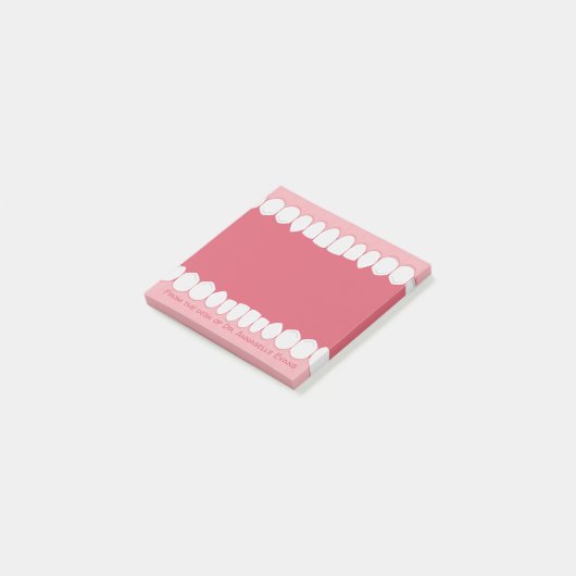 Roze mond met Teth Personalize Post-it Notes (Schuin)