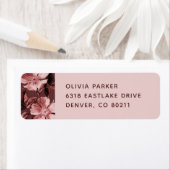 Roze monochromatische bloemen Floral Mailing Label (Insitu)