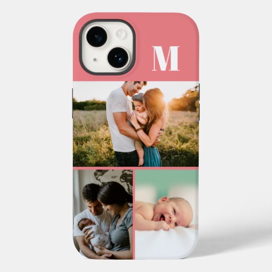Roze Monogram 3 Fotocollage Case-Mate iPhone Case (Achterkant)