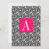 Roze monogram A Zebrastripes bruiloft Kaart (Achterkant)